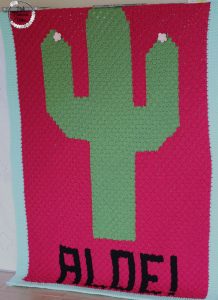 Crocheted C2C Cactus Aloe! Blanket Front