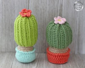 Free Crocheted Cactus that Stands Up side by side. 