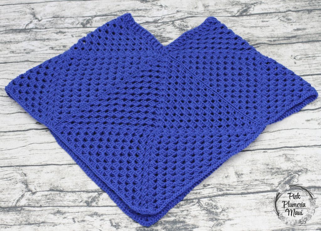 Crocheted Simple Granny Square Poncho Pink Plumeria Maui